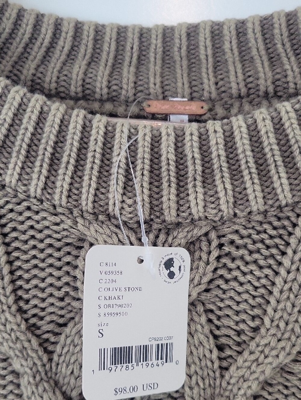 Free People Frankie Cable Knit Sweater - Olive - Picture 4 of 10